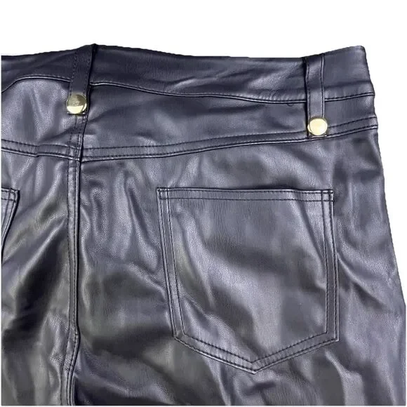 NovaLuxe Faux Vegan Leather Pants Women’s Size Large Black Flare Leg Lace Up NEW - Picture 6 of 11